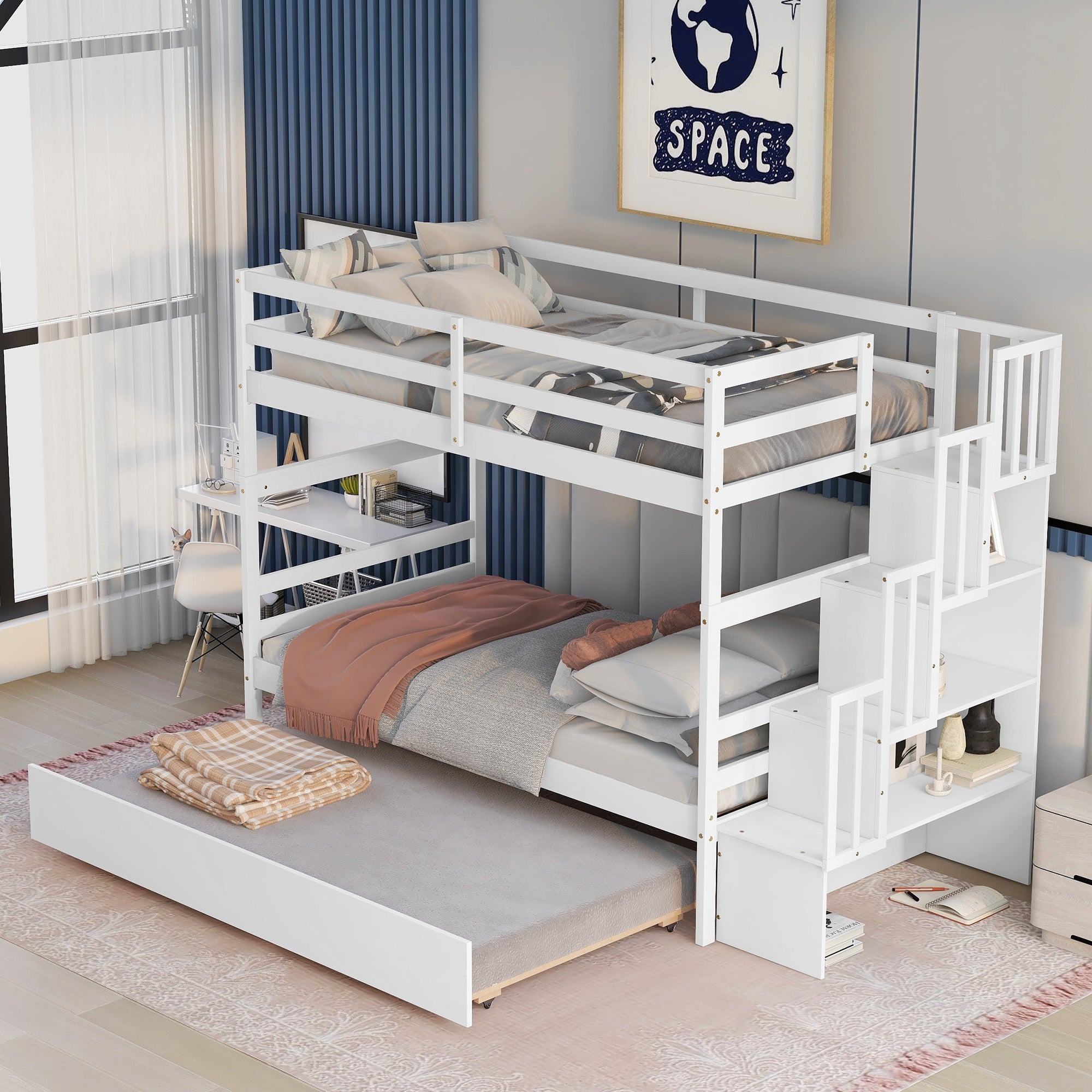 Twin over Twin Bunk Beds with Twin Trundle