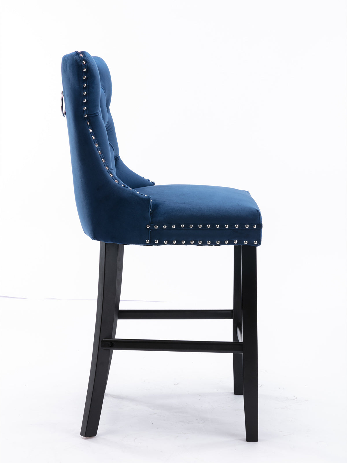Contemporary Velvet Upholstered Barstools with Button Tufted Decoration (Set of 2)