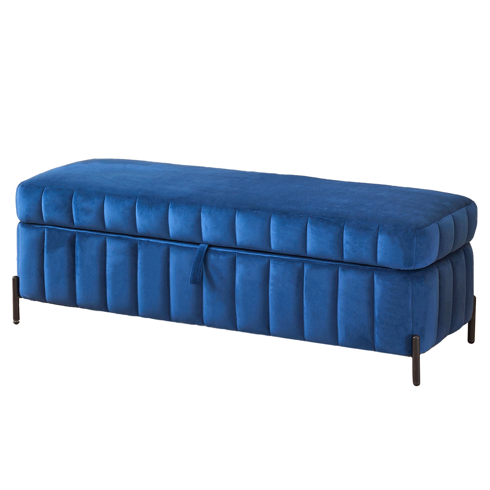 49.21' Wide Velvet Storage Soft Bench Footstool Ottoman