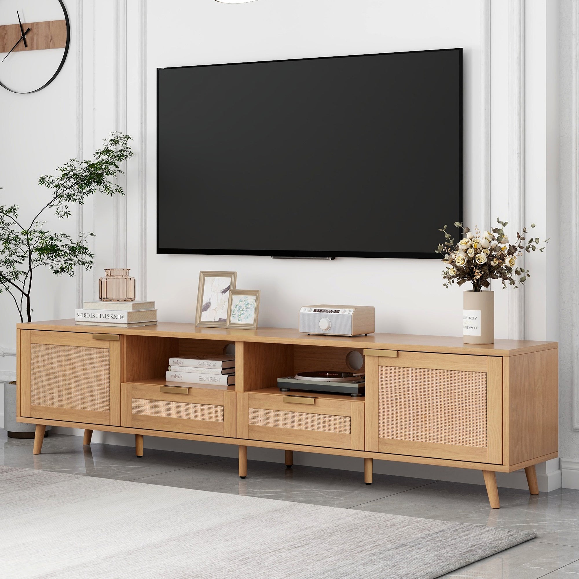 Modern Rattan TV Stand for TVs