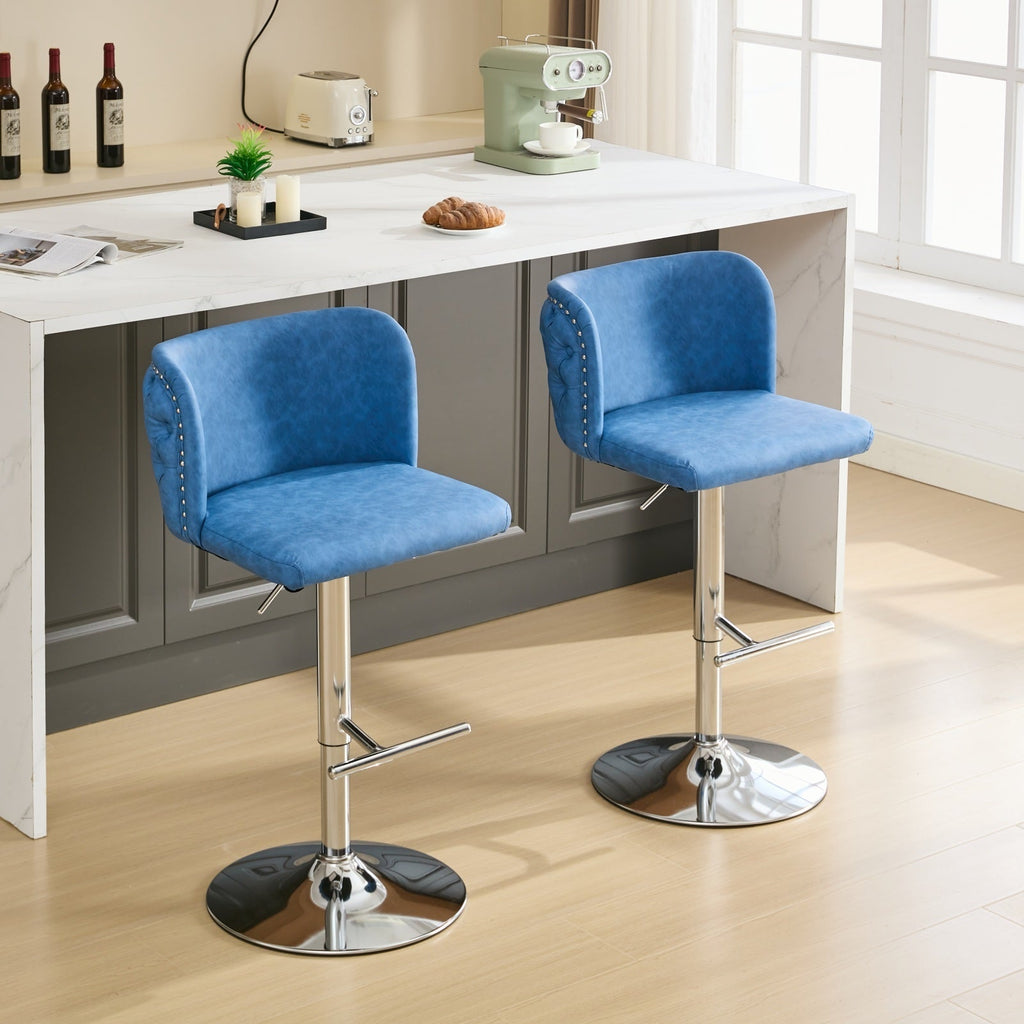 Modern PU Upholstered Bar Stools (Set of 2)