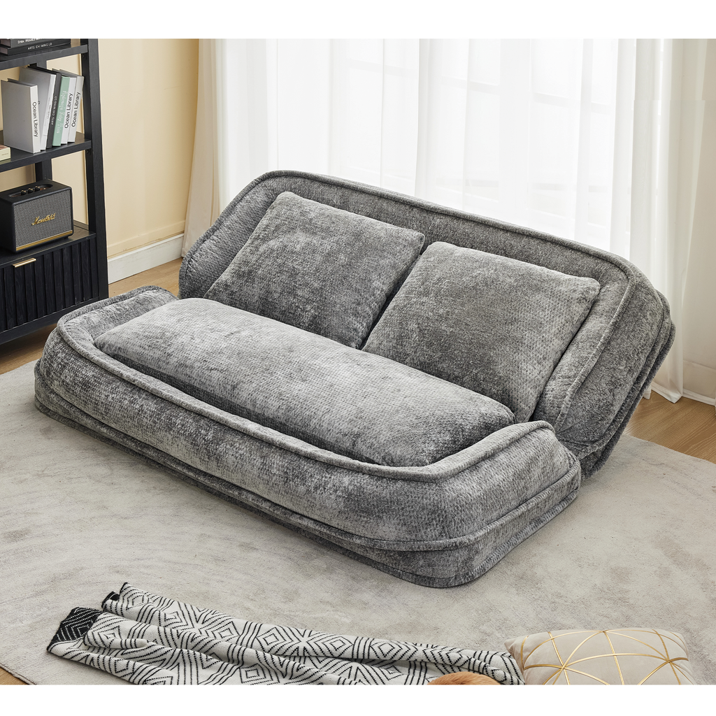 2-in-1 Extra Large Chenille Floor Couch Loveseat for Humans & Dogs