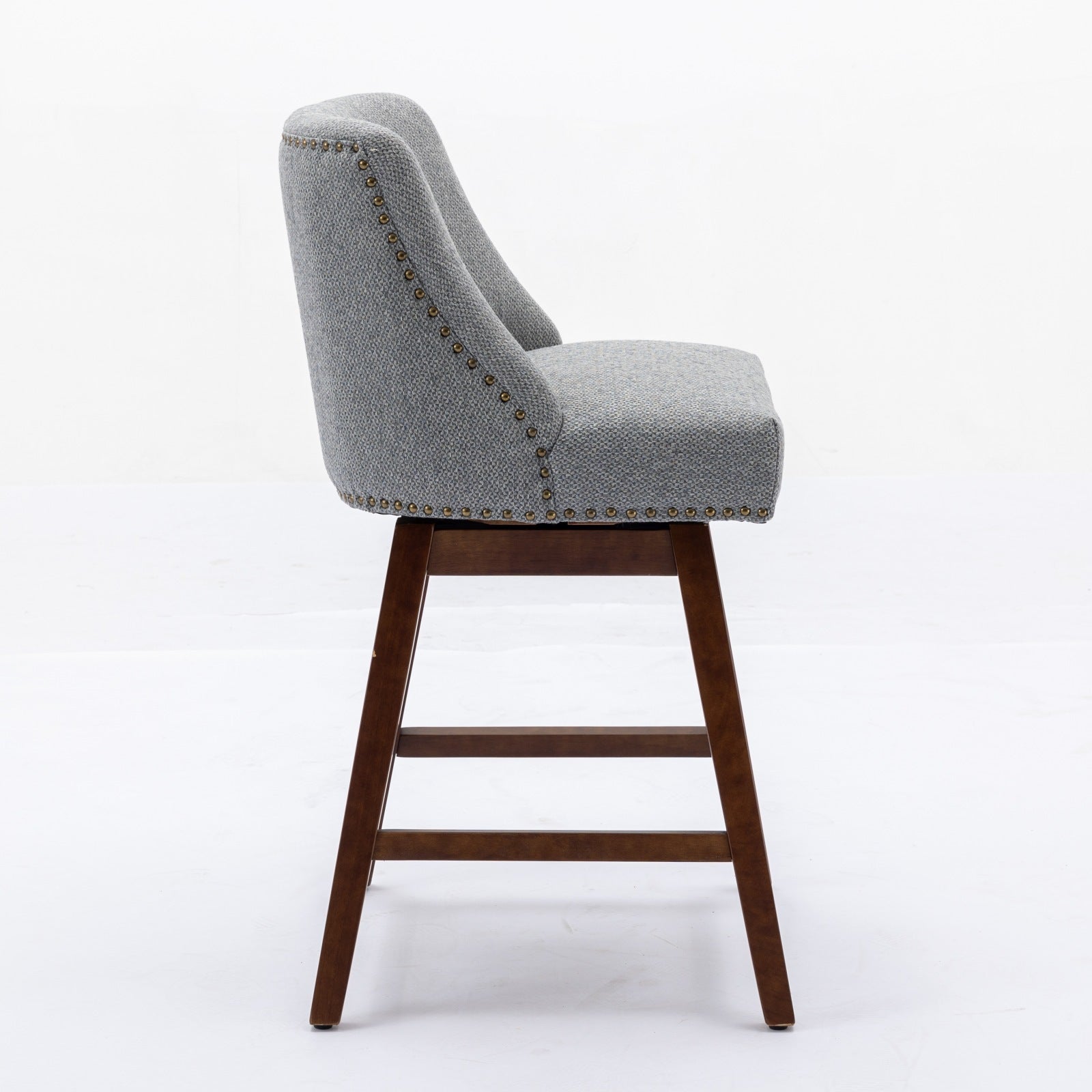 Upholstered Swivel Counter Height Bar Stools with Nailhead Trim (Set of 2)