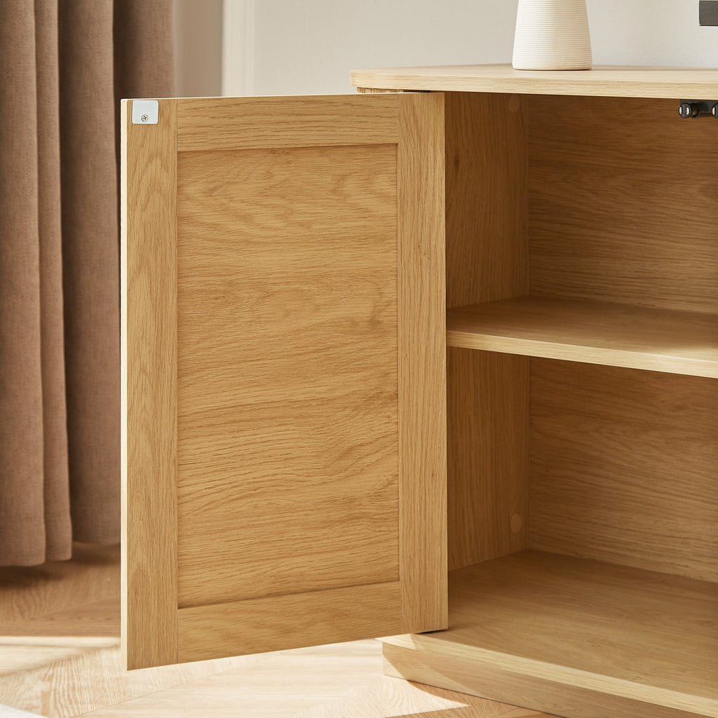 64-Inch Wavy Wooden Vertical Stripe TV Stand Cabinet