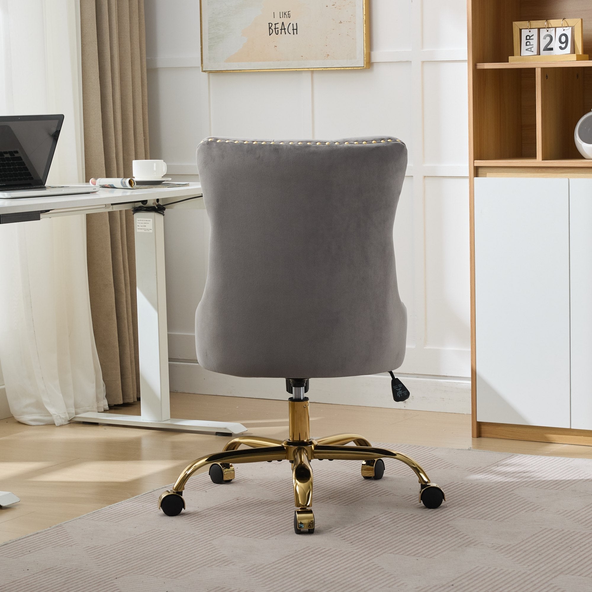 Modern Velvet Upholstered Tufted Button Home Office Chair