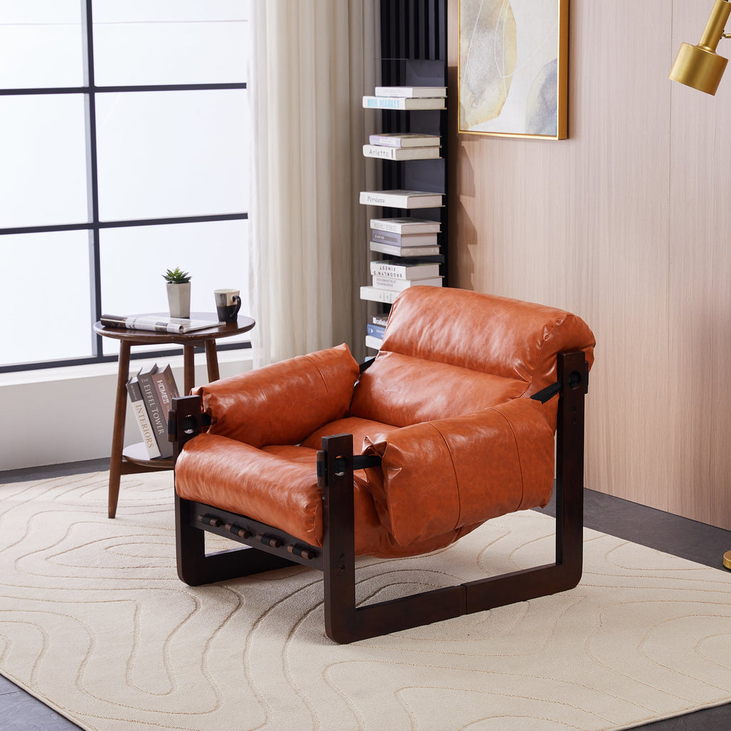 Medieval Modern Lounge Chair Removable Armrests Vintage Oil Wax Leather Sofa