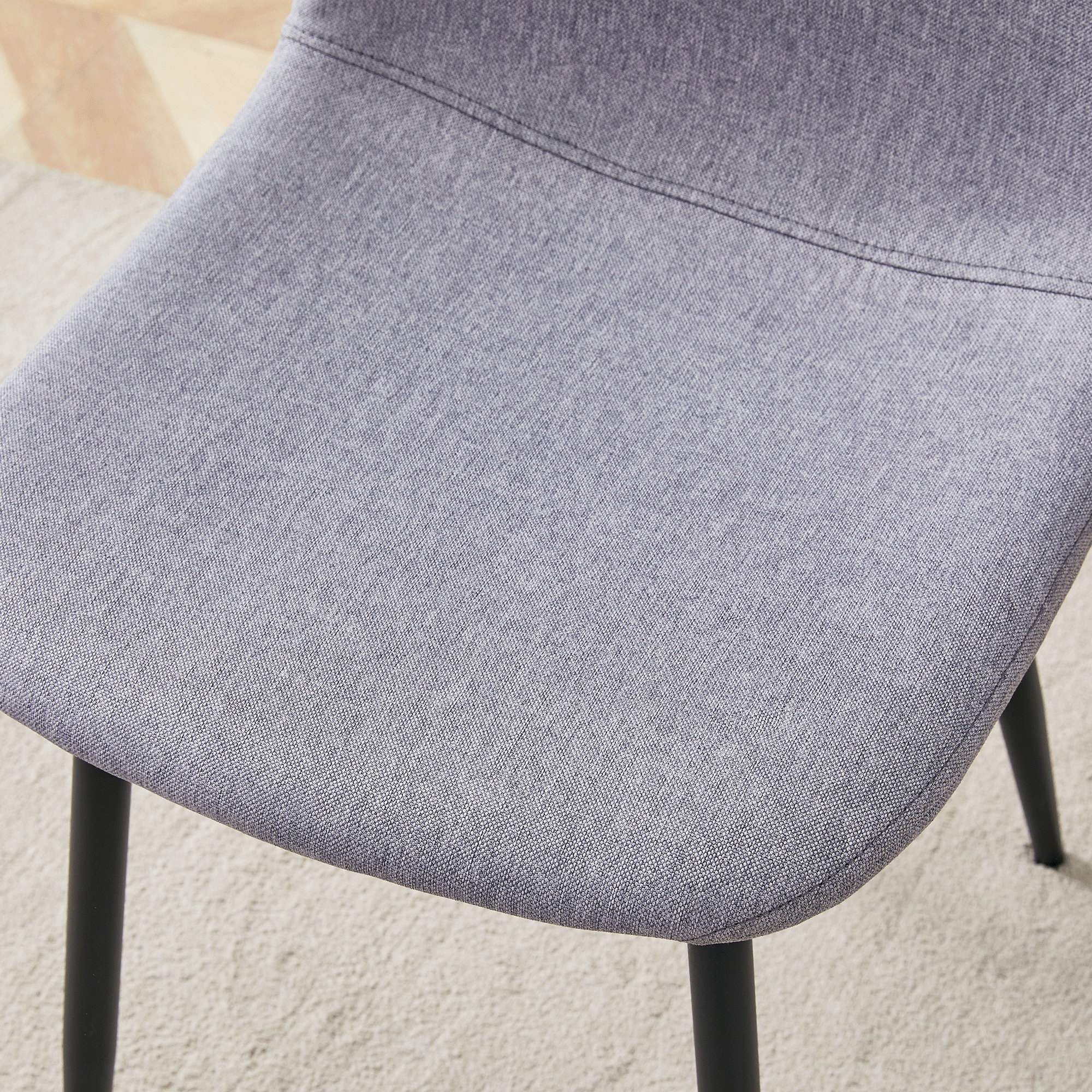 Luxury Simple Chair Black Linen Dining Chair  (Set of 4)