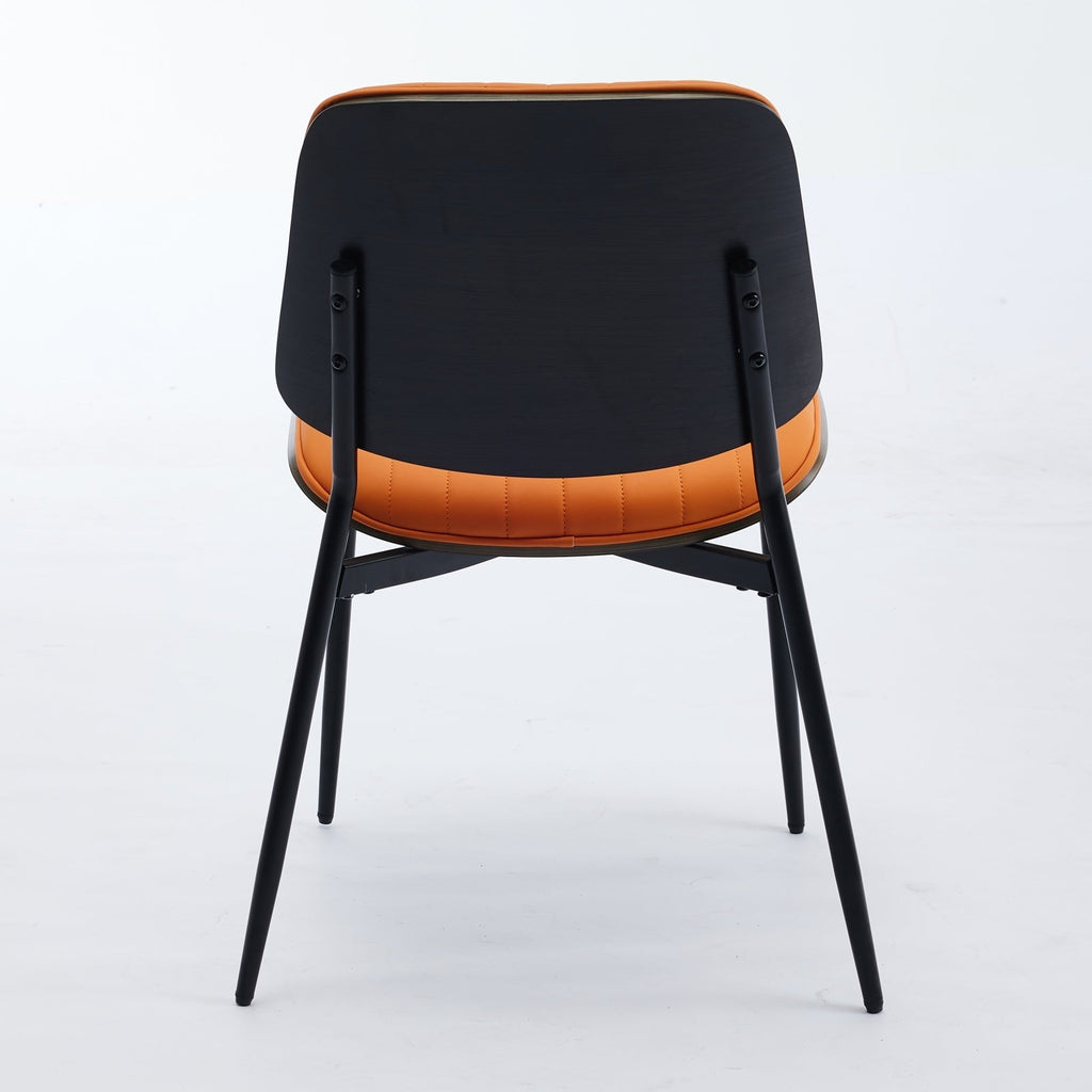 Mid Century Modern Retro Faux Leather Dining Chairs with Walnut Bentwood (Set of 2)