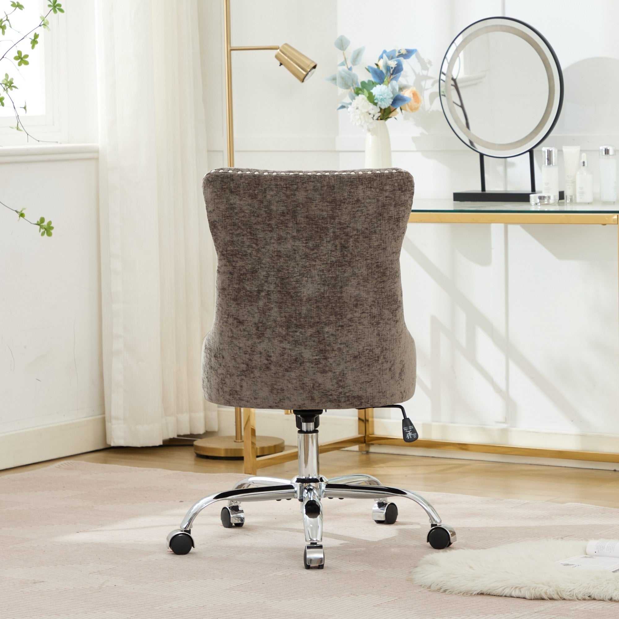 Modern Chenille Upholstered Tufted Button Home Office Chair