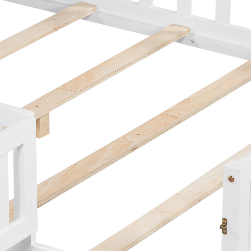 Full-size Montessori Floor Bed with Bookcases and Blackboards