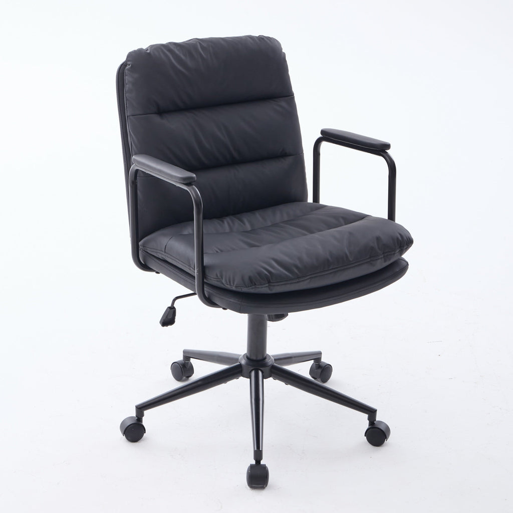 Mid Back Home Office Ergonomic PU Leather Computer Rolling Swivel Chair