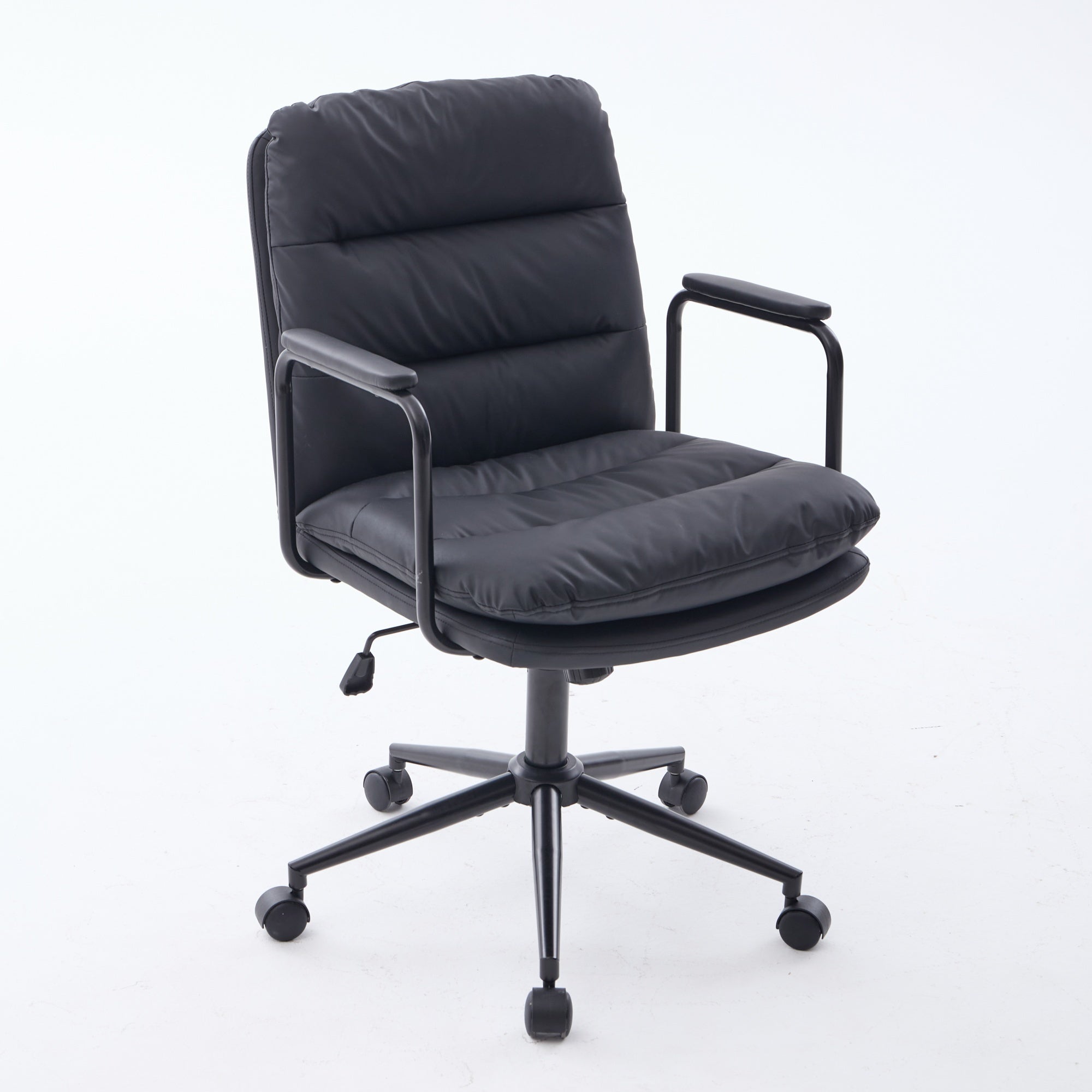 Mid Back Home Office Ergonomic PU Leather Computer Rolling Swivel Chair