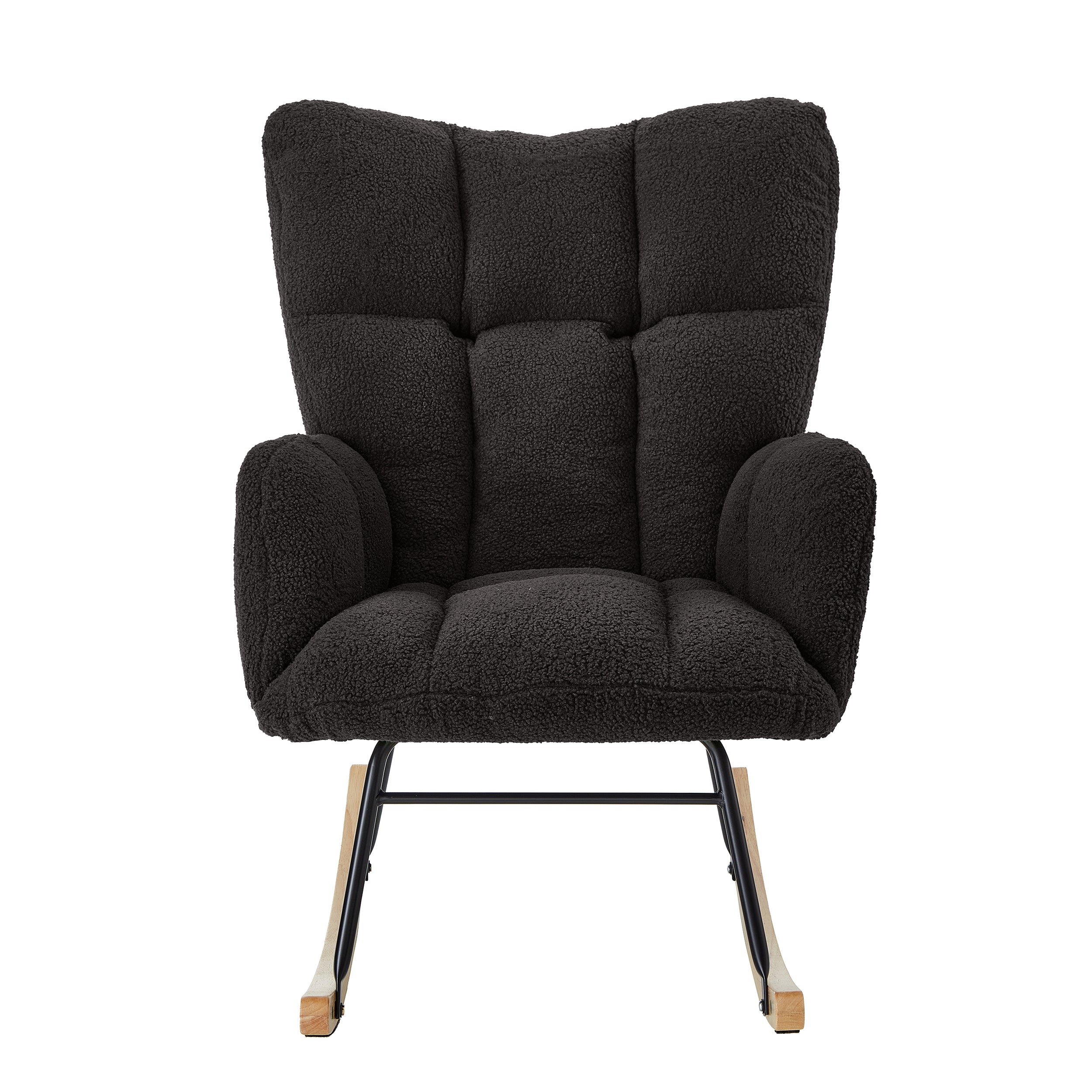 Tufted Upholstered Teddy Fabric Glider Rocking Chair