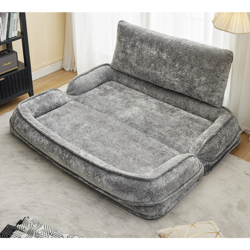 2-in-1 Extra Large Chenille Floor Couch Loveseat for Humans & Dogs