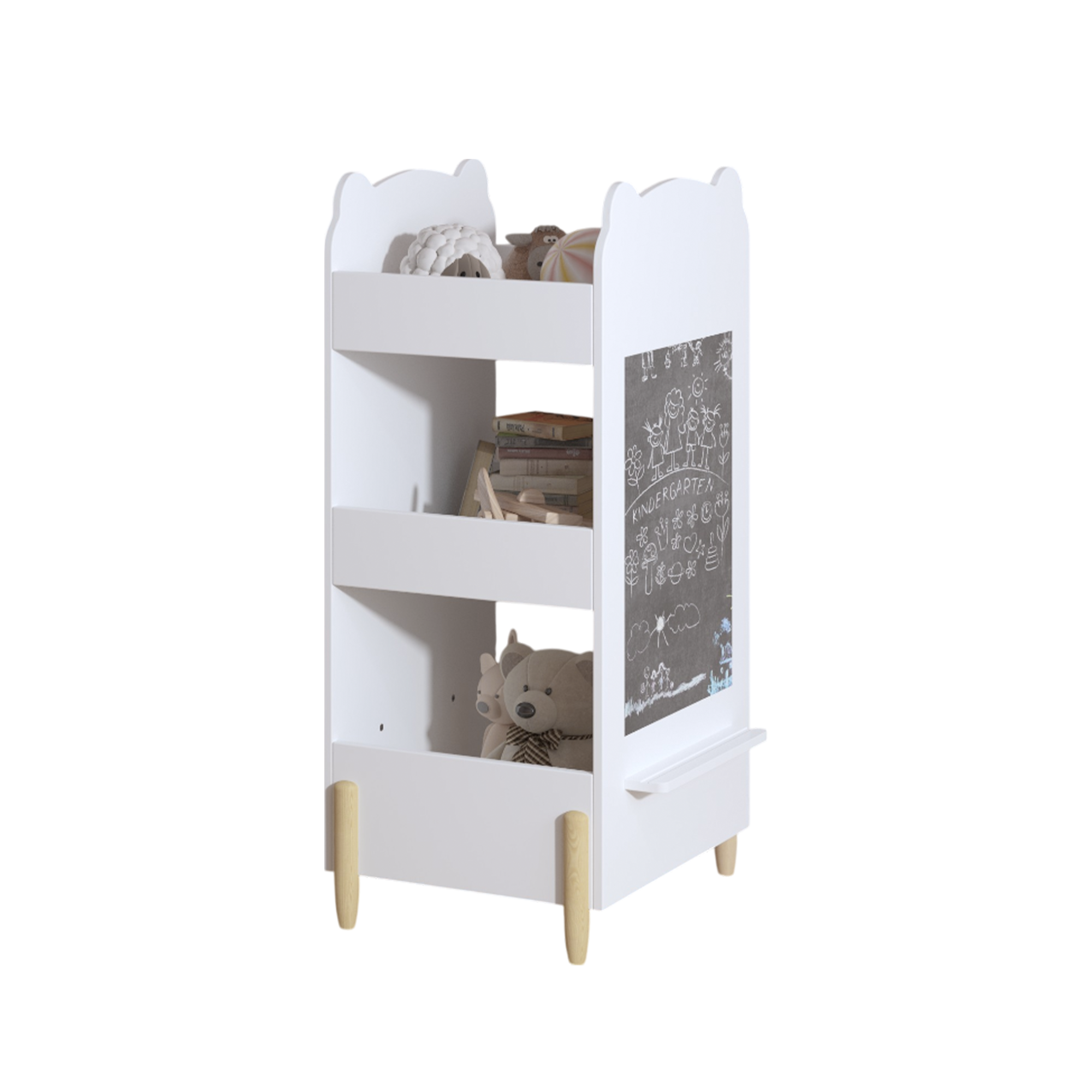 Kids Bookshelf with Chalkboard Side