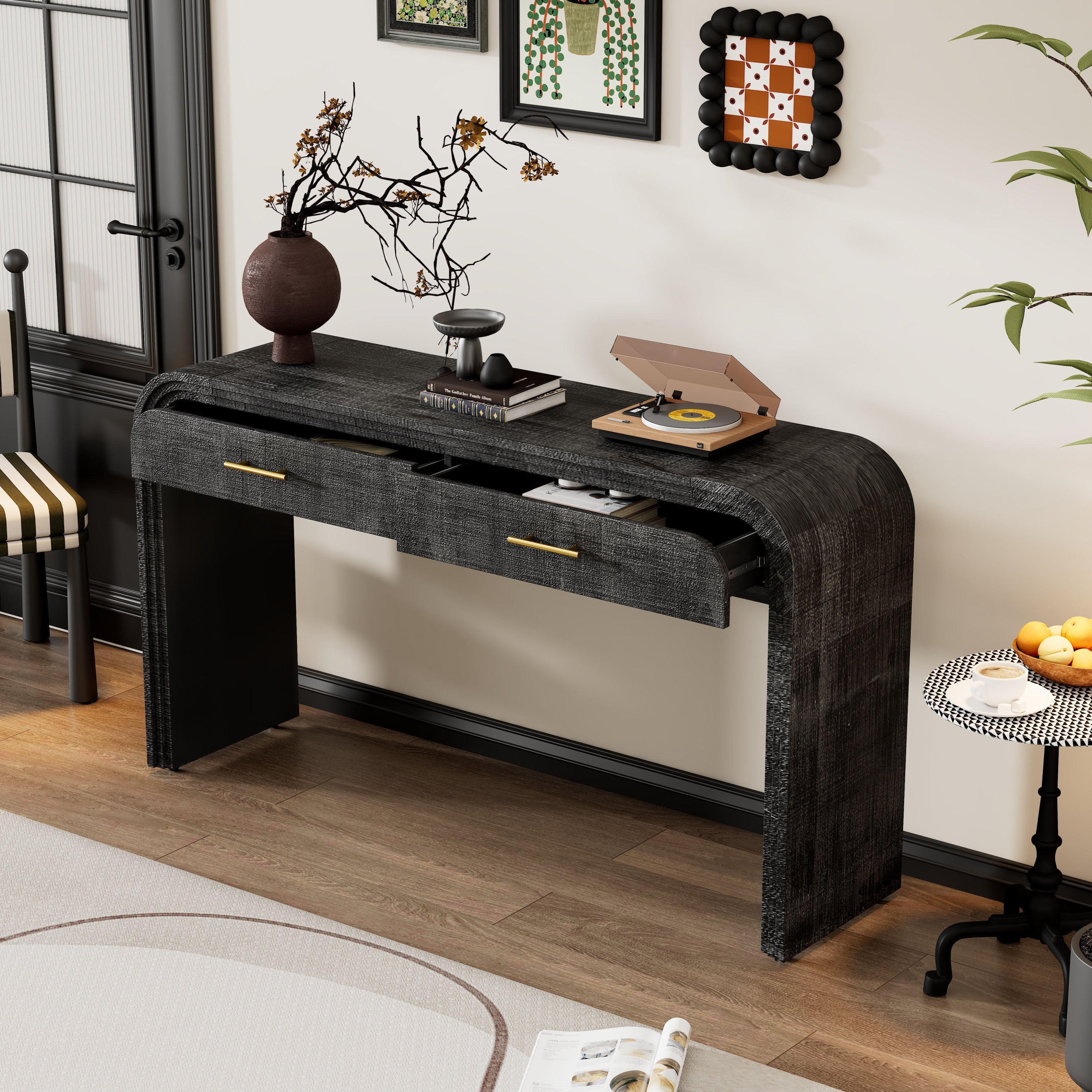 Unique Retro Silhouette Console Table with Open Style