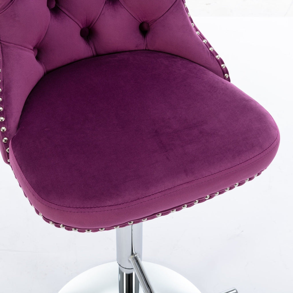 25-33 Inch Modern Velvet Swivel Barstools (Set of 2)
