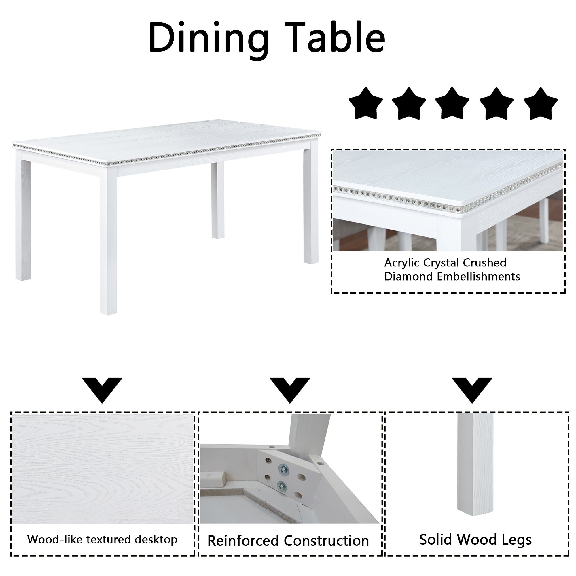 6 Piece Wooden Dining Table Set