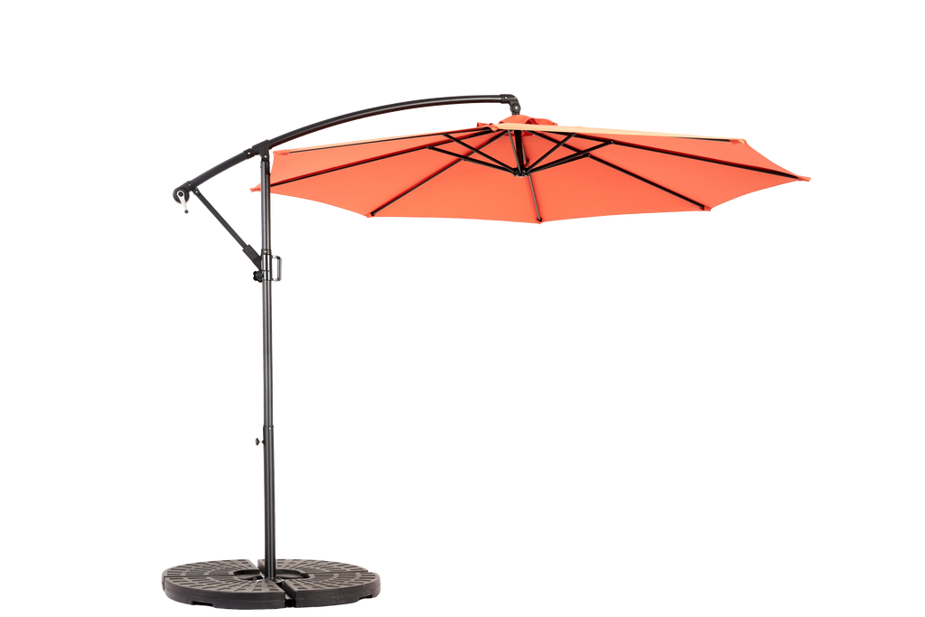 10ft Offset Patio Umbrella w/Tilt & Polyester Shade & 8 Ribs – No Base