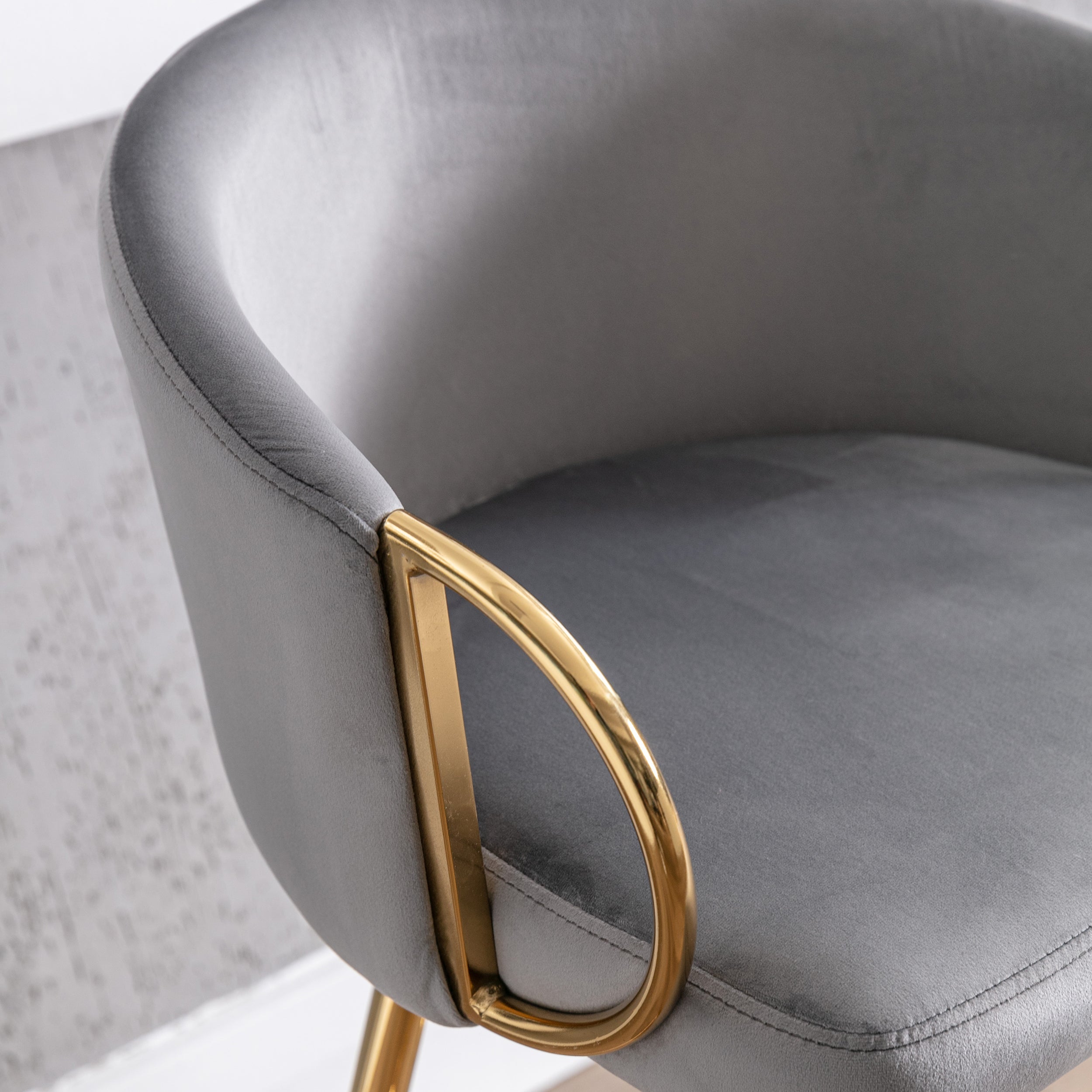 Velvet Bar Stools with Chrome Footrest and Base（Set of 2)