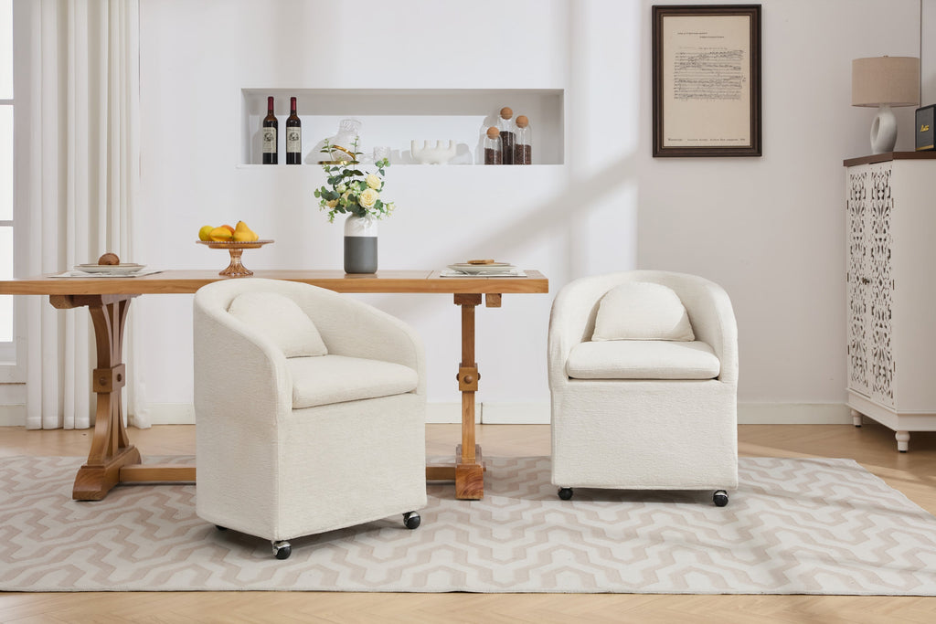 Modern Chenille Fabric Dining Armchair with Back Cushion