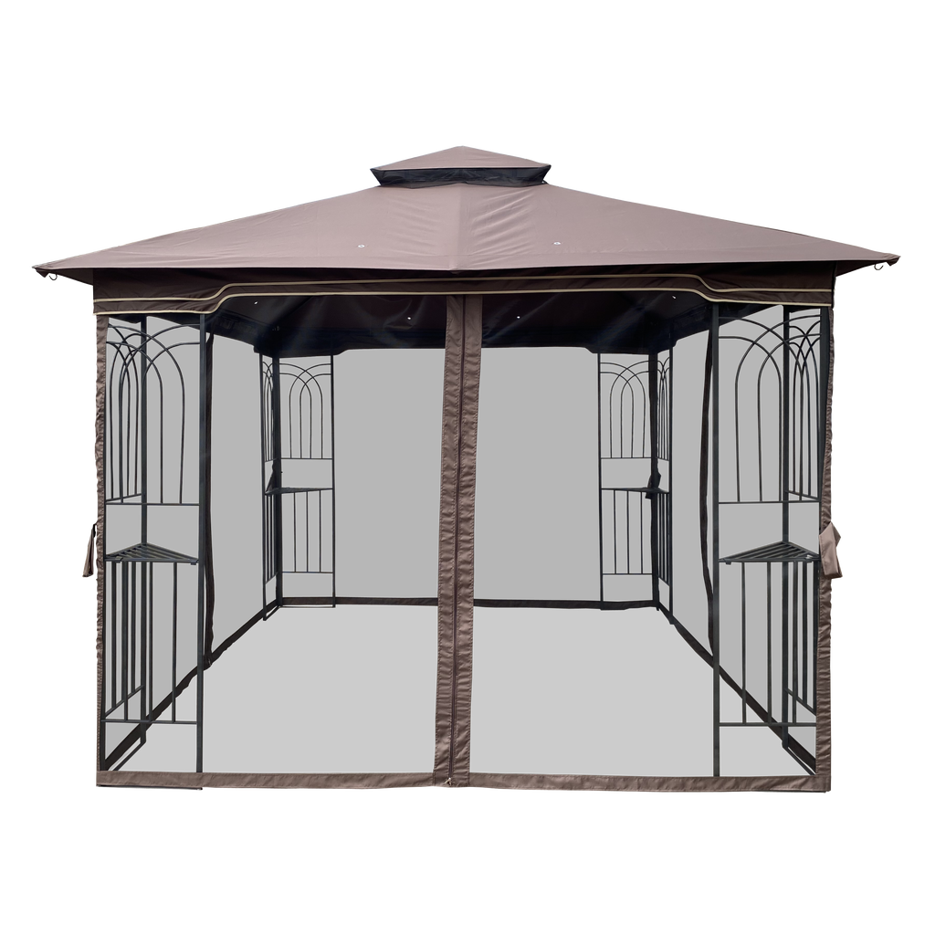 Patio Gazebo Tent with Ventilated Double Roof and Mosquito Net for Backyard or Garden