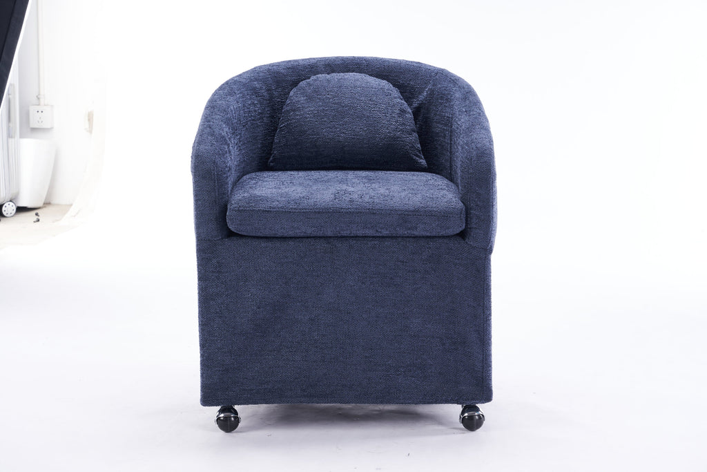 Modern Chenille Fabric Dining Armchair with Back Cushion