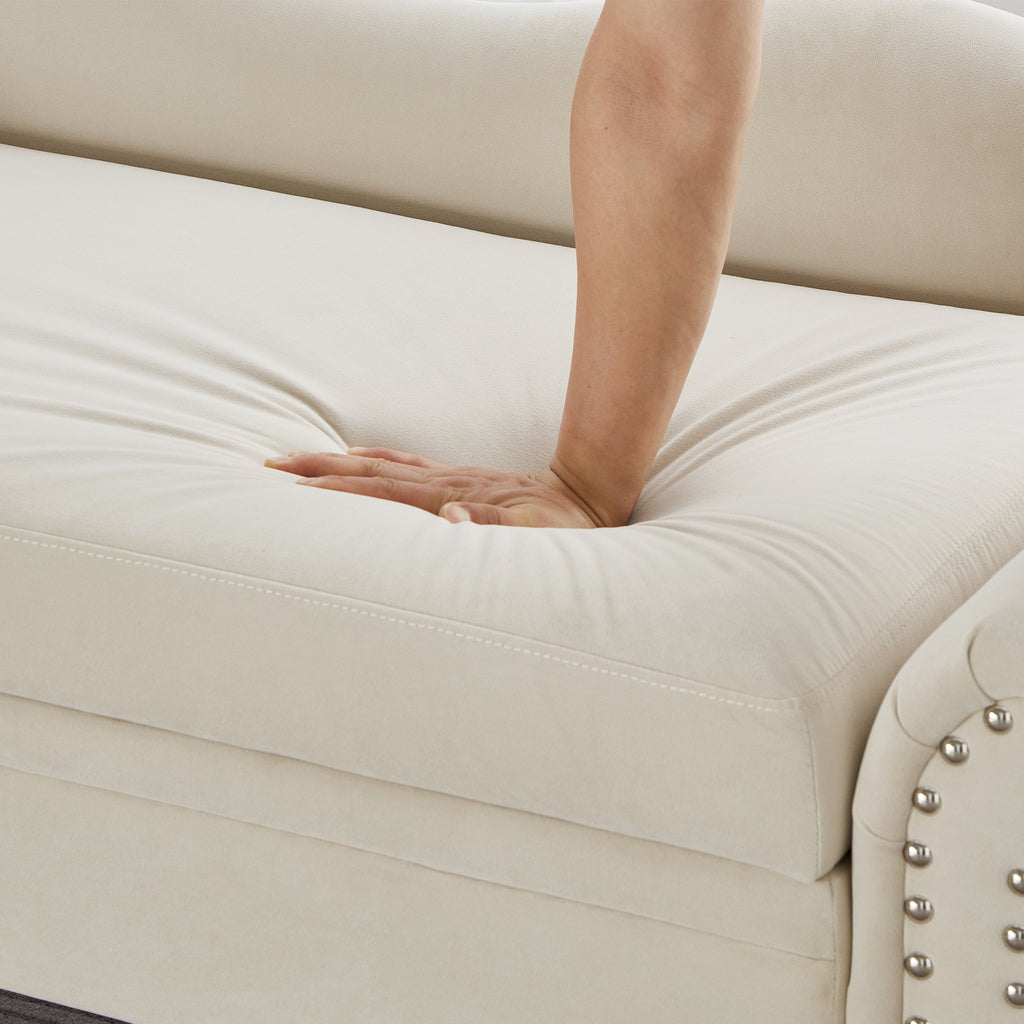 64.5'' Modern Velvet Chaise Lounge with Storage for Living Room/Bedroom
