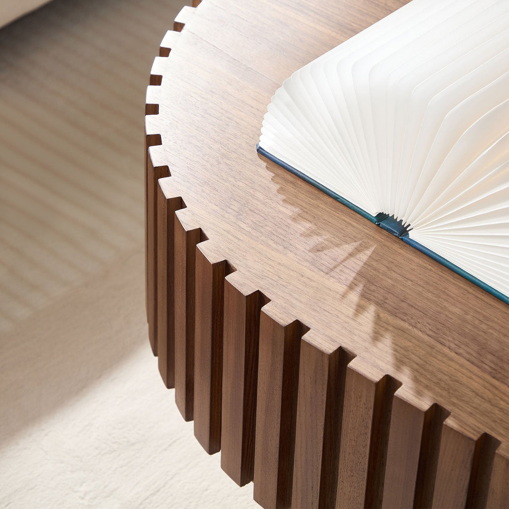 43.70 Inch Modern Handcraft Drum and Oval Coffee Table