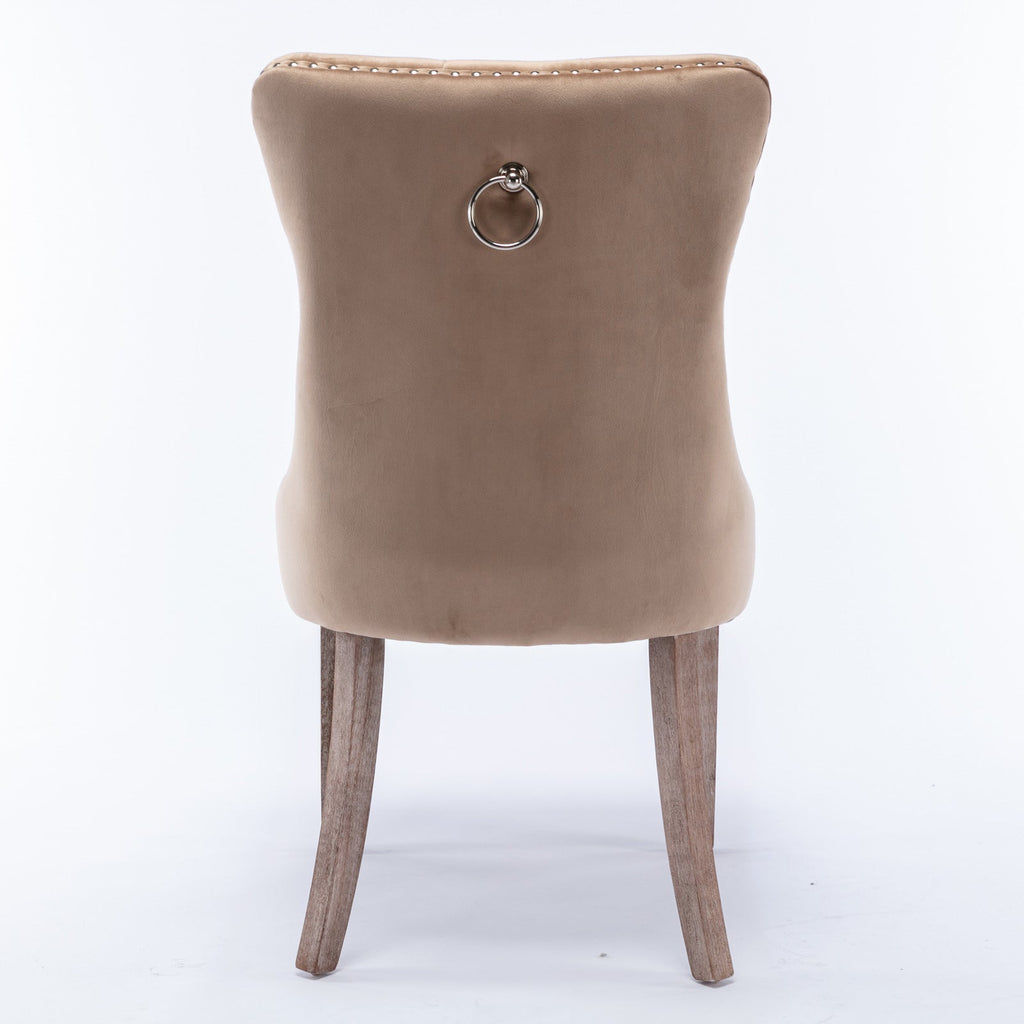 Modern High-end Tufted Solid Wood Velvet Dining Chair(Set of 2)