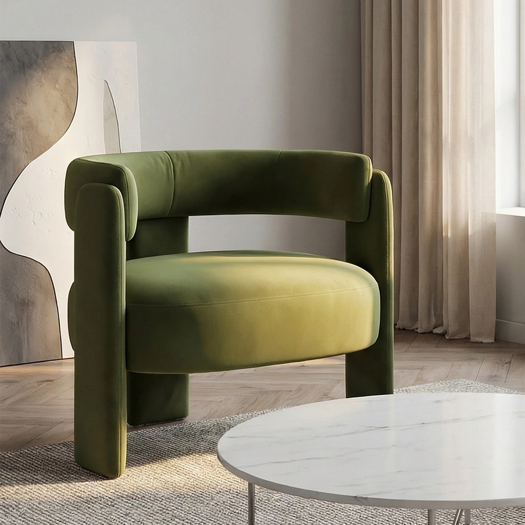 Mid-Century Velvet Comfy Single Sofa Accent Chair