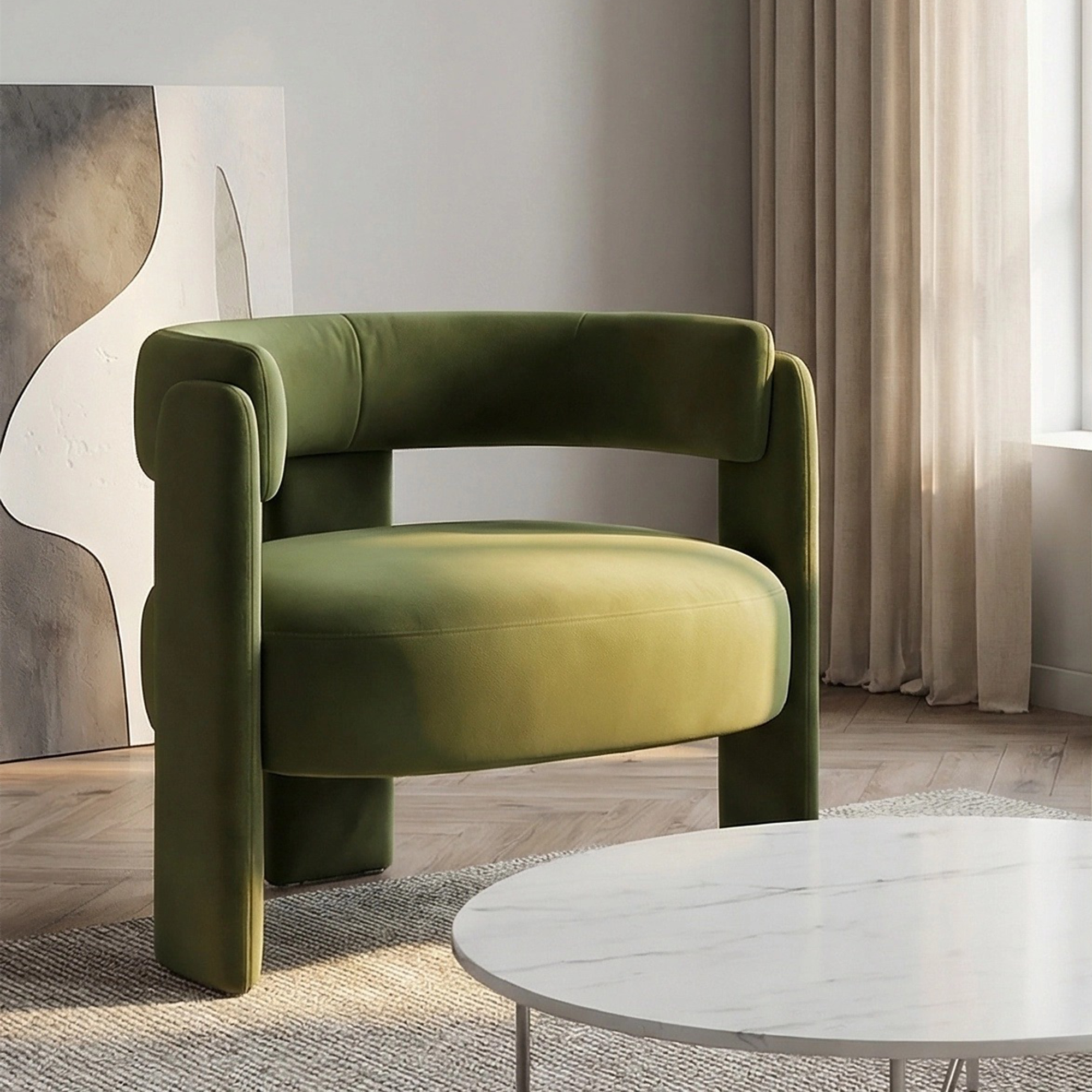 Mid-Century Velvet Comfy Single Sofa Accent Chair