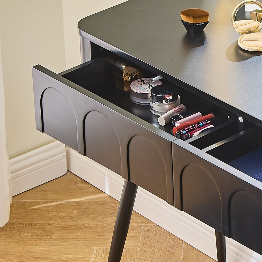 Modern Makeup Vanity Desk with LED Lights and Mirror