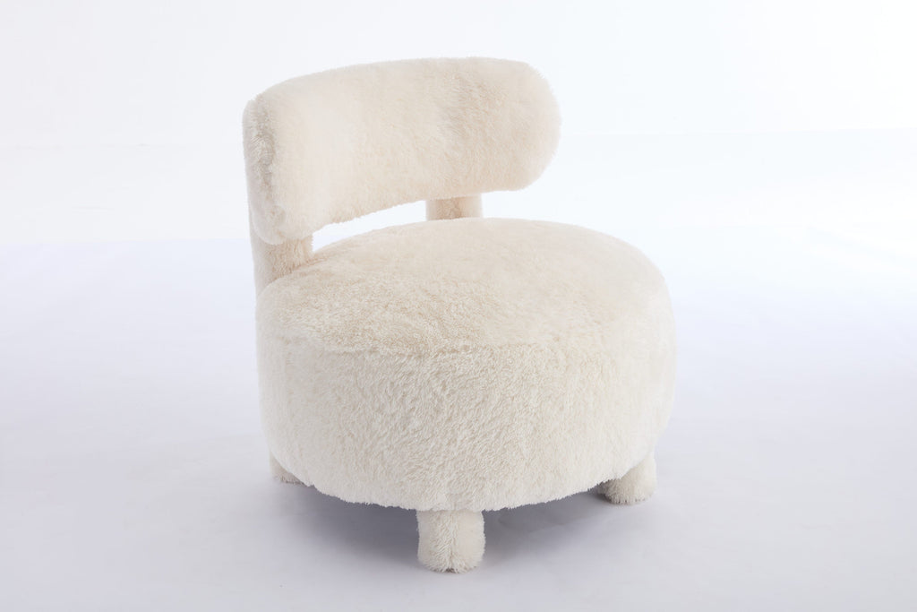 Fur/Teddy Fabric Armless Accent Chair with Curved Backrest
