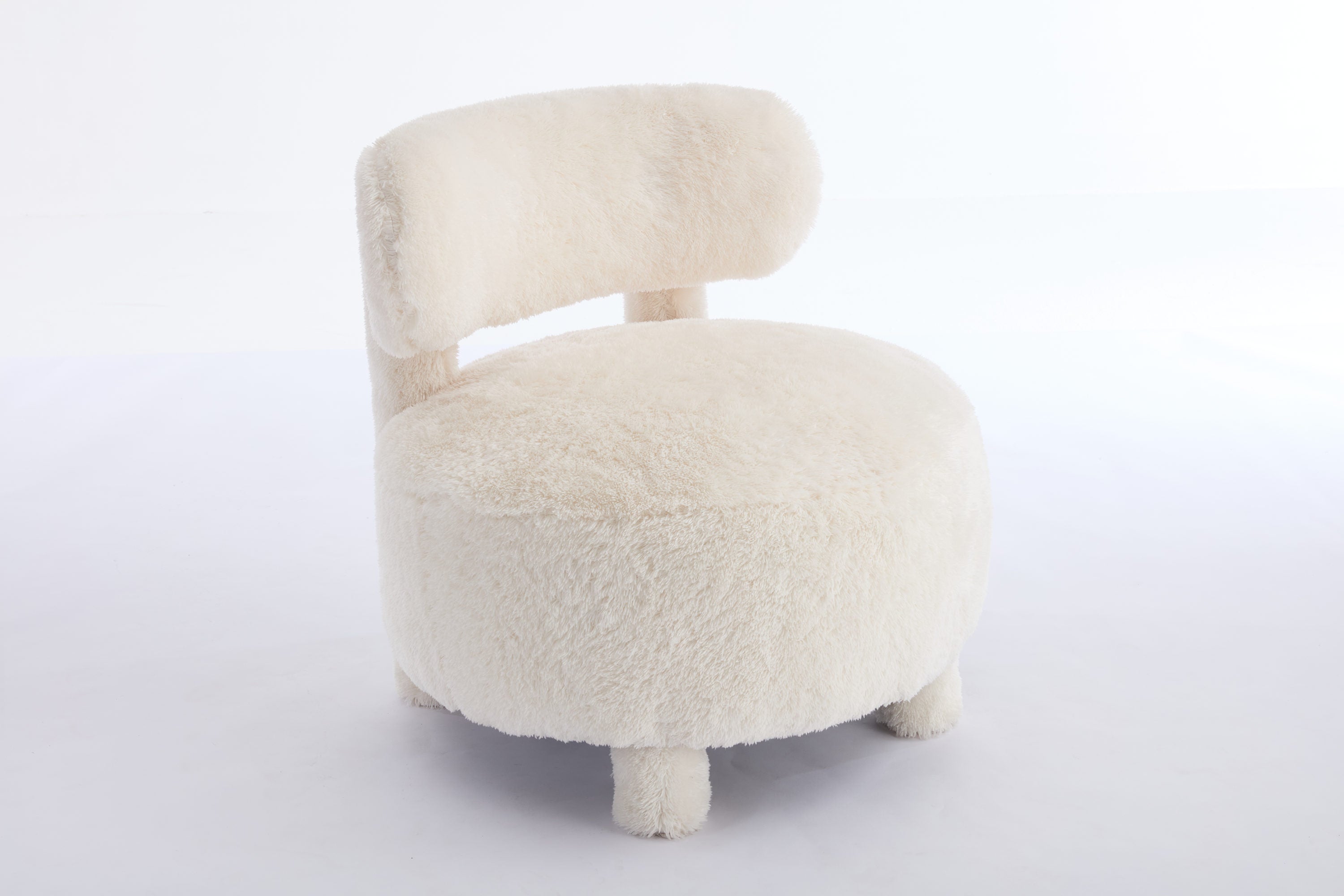 Fur/Teddy Fabric Armless Accent Chair with Curved Backrest