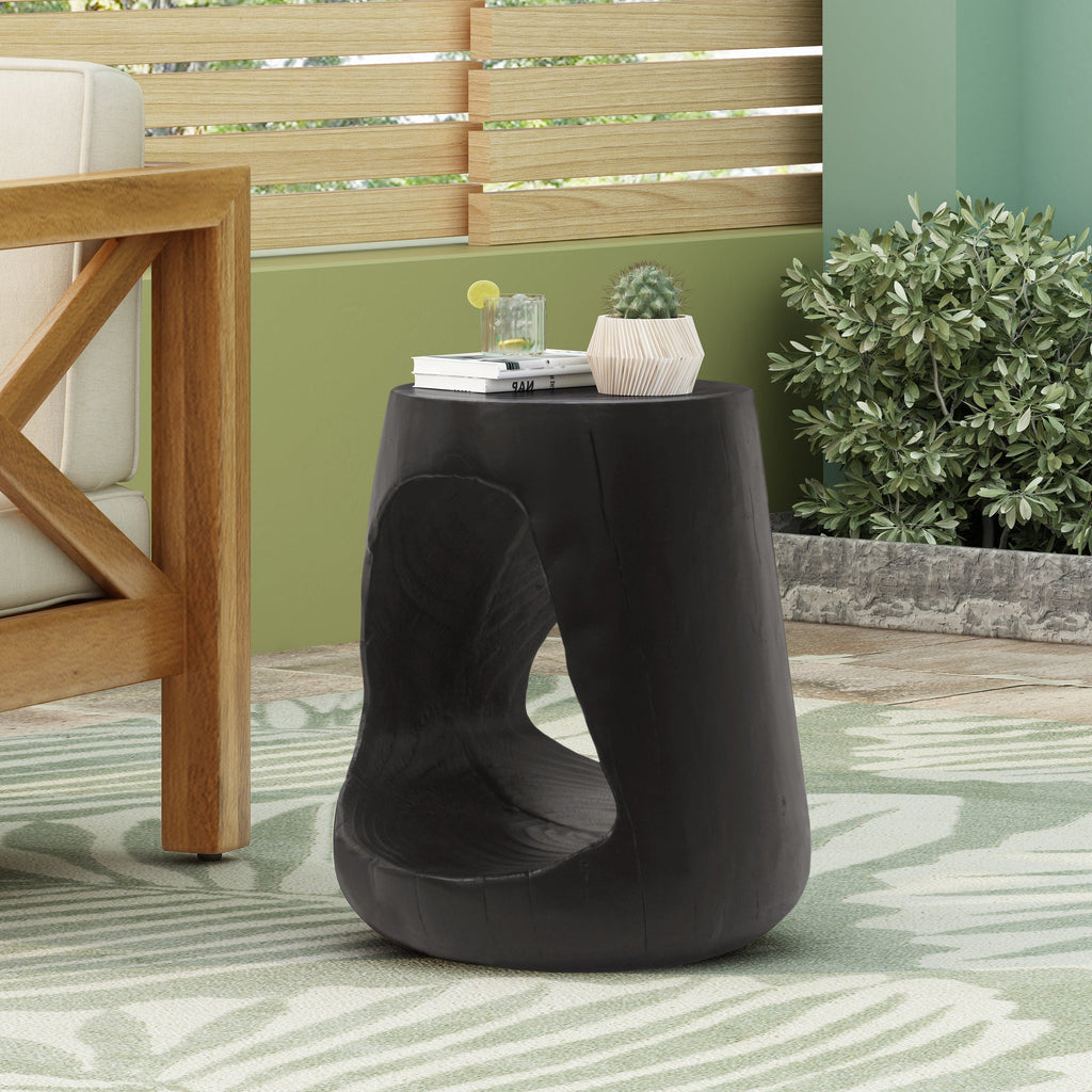 Hollow Side Table with Wood-like Texture