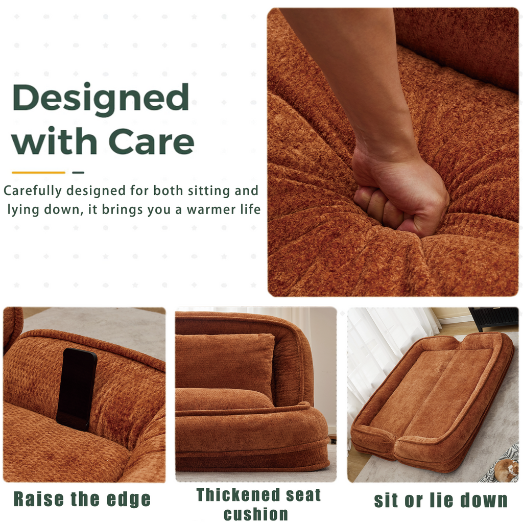 2-in-1 Extra Large Chenille Floor Couch Loveseat for Humans & Dogs