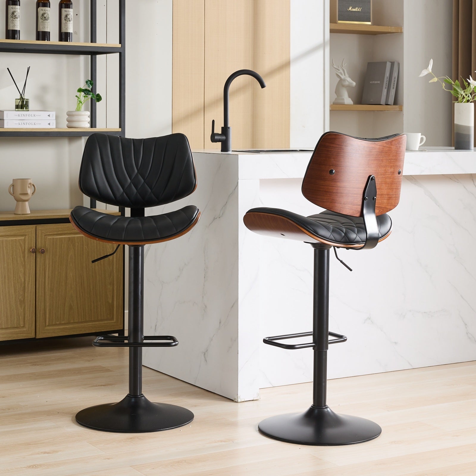 Mid Century Walnut Bentwood Bar Stools