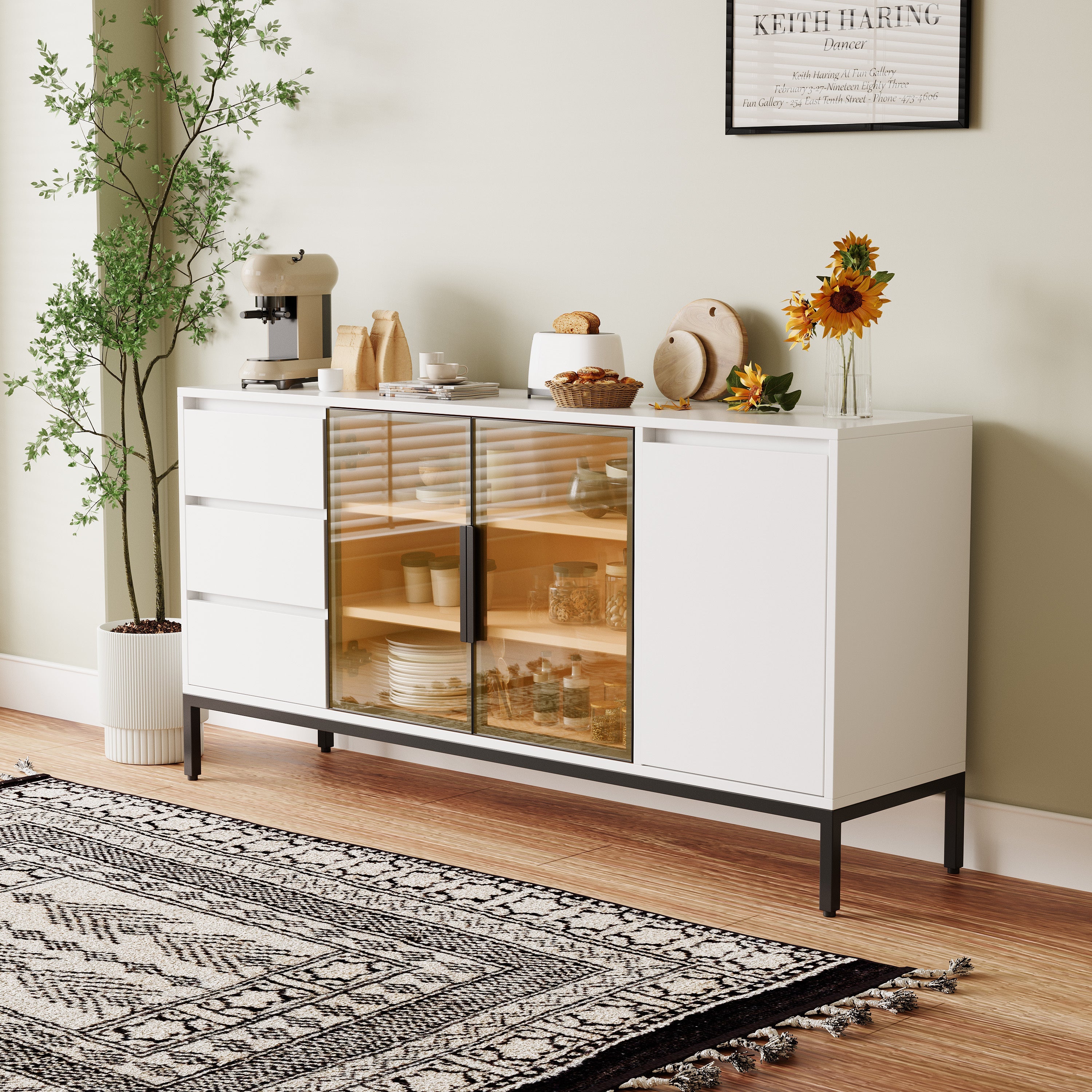 Wood Buffet Cabinet with Storage