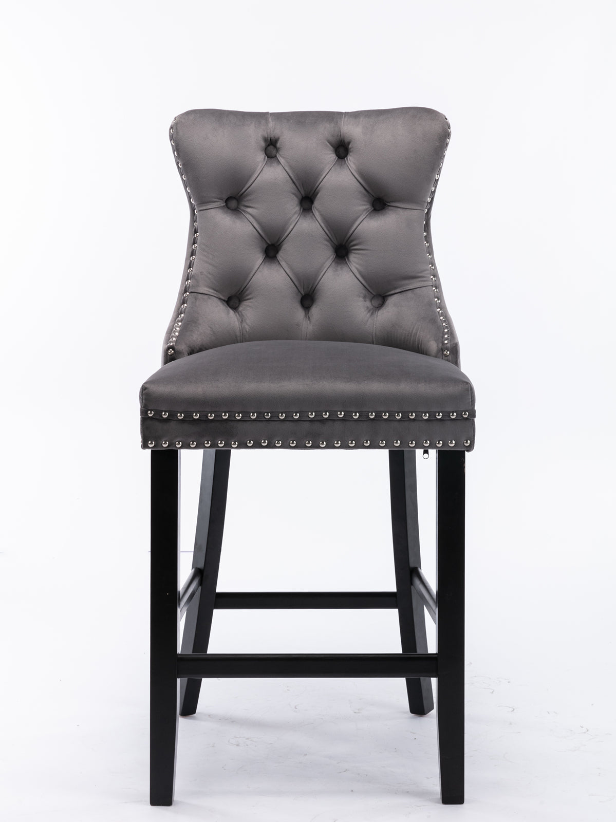 Contemporary Velvet Upholstered Barstools with Button Tufted Decoration (Set of 2)