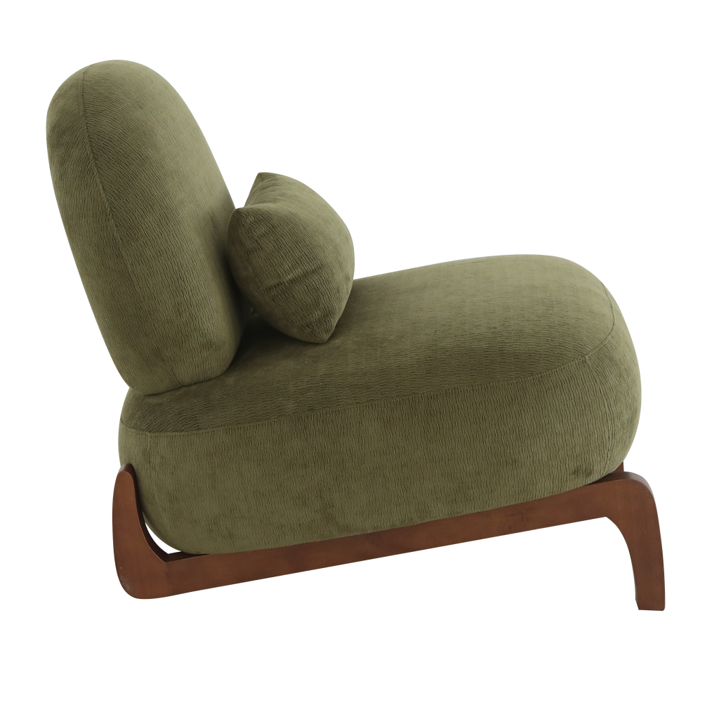 Velvet Accent Chair with Solid Wood Legs