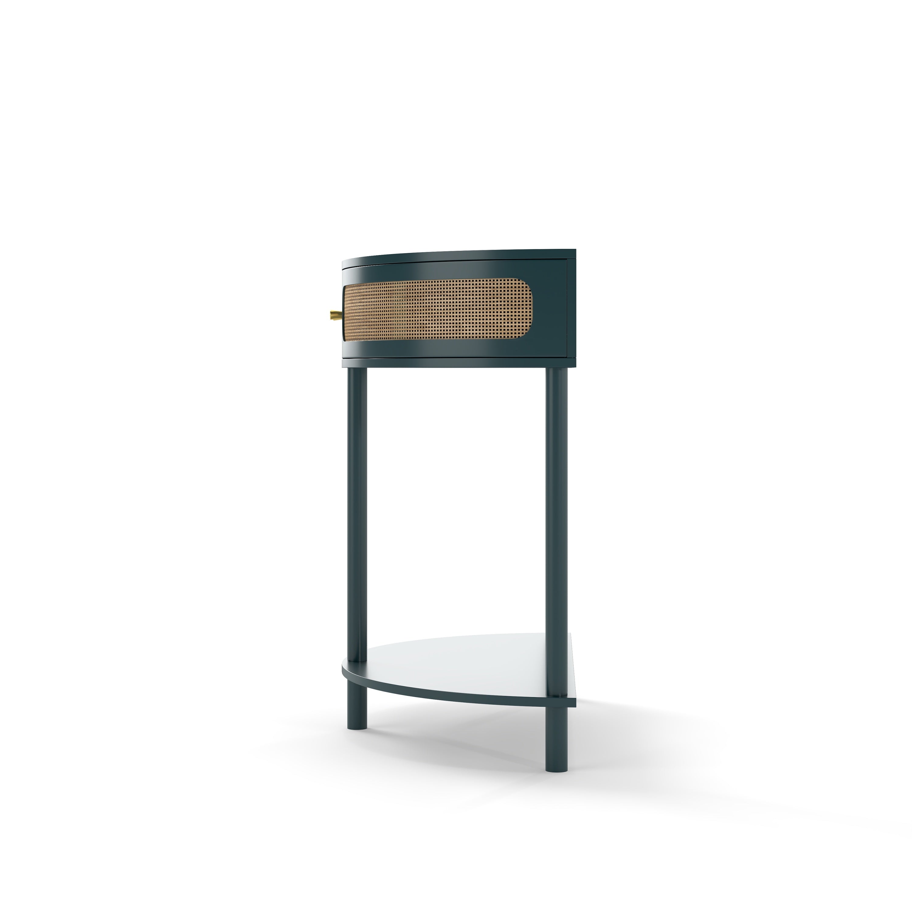 Rattan Semi Circle End Table with 2 Rattan Storage Cabinet