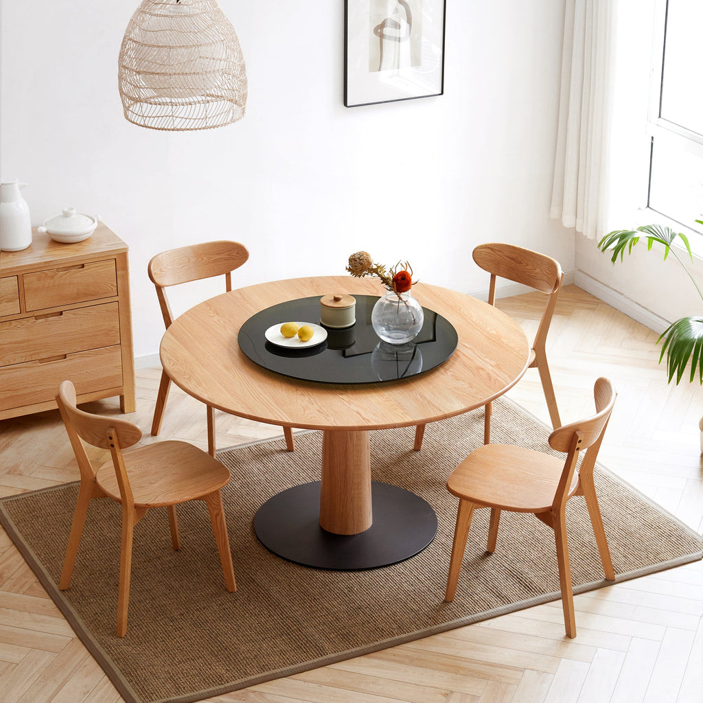 2Pcs Natural Solid Oak Dining Chairs