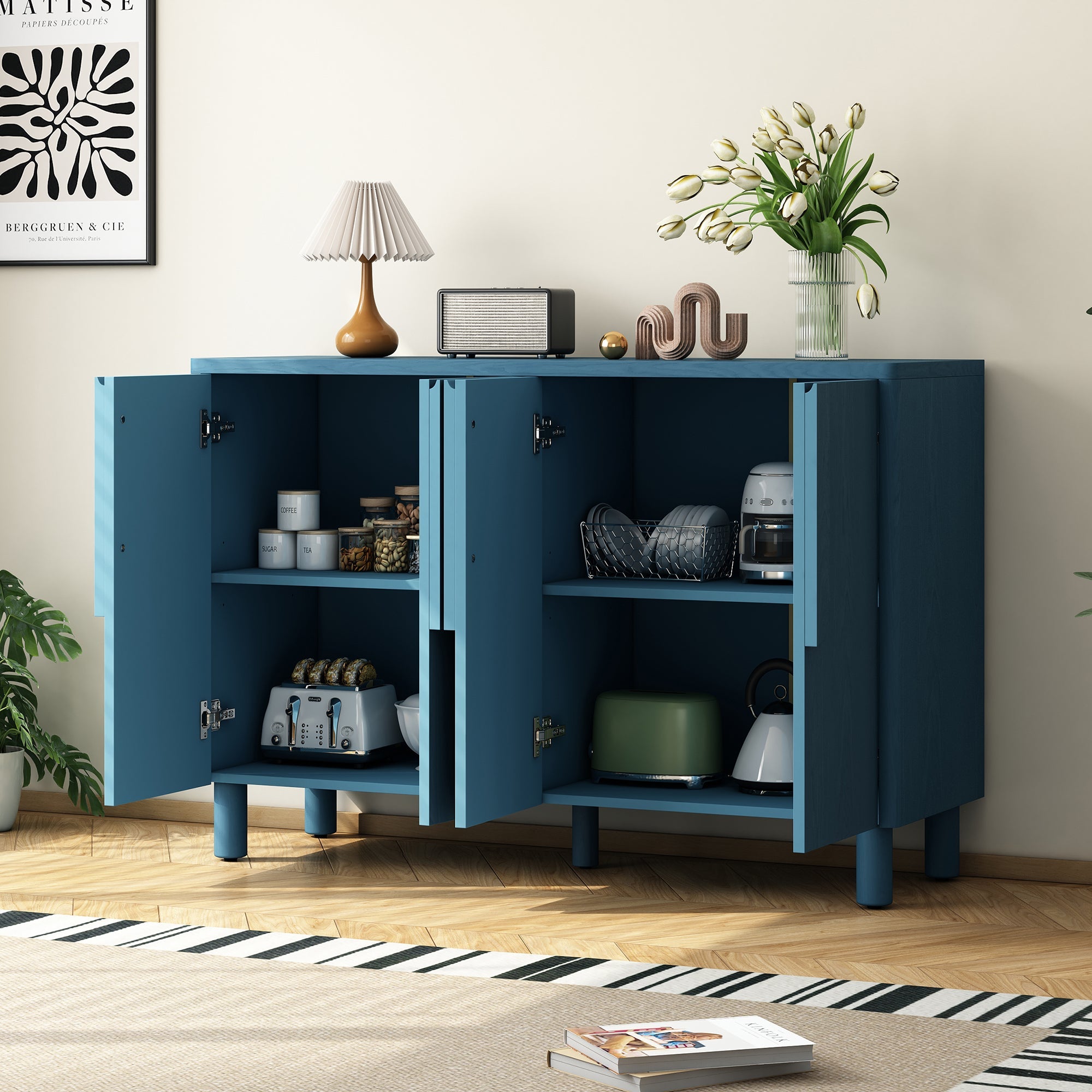 Wood Storage Cabinet with Unique Arc Handles