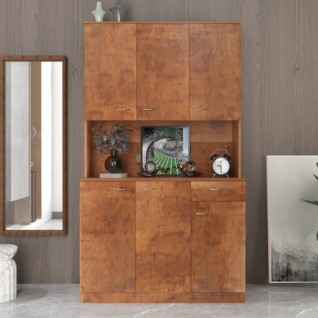 70.87' Tall White Kitchen Cabinet with 6-Doors