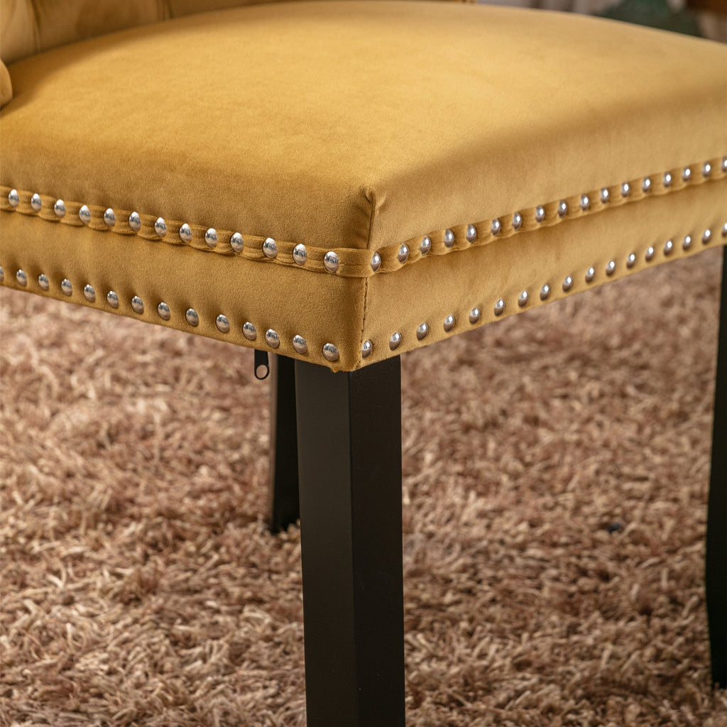 Modern High-end Tufted Solid Wood Velvet Dining Chair(Set of 2)