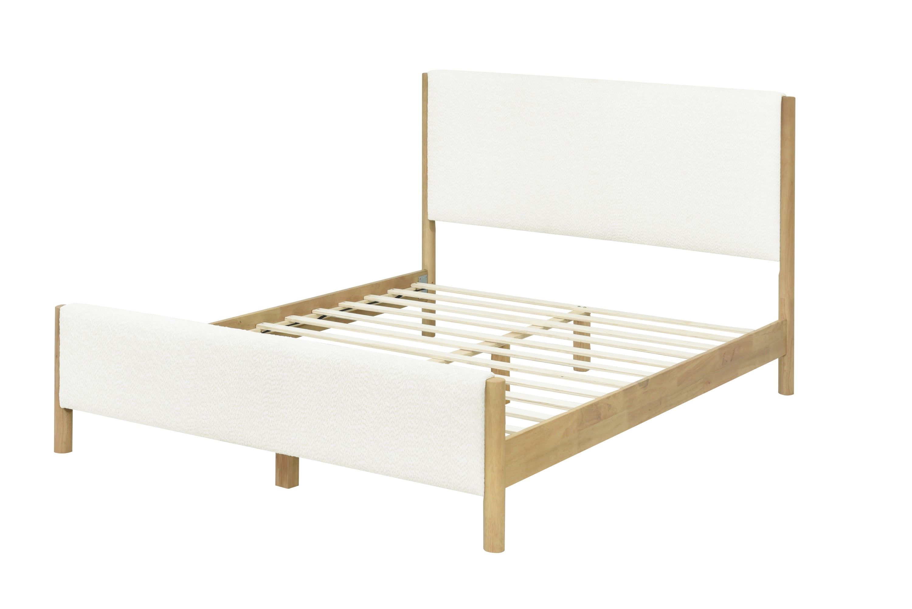 Modern White Boucle Upholstered Bed