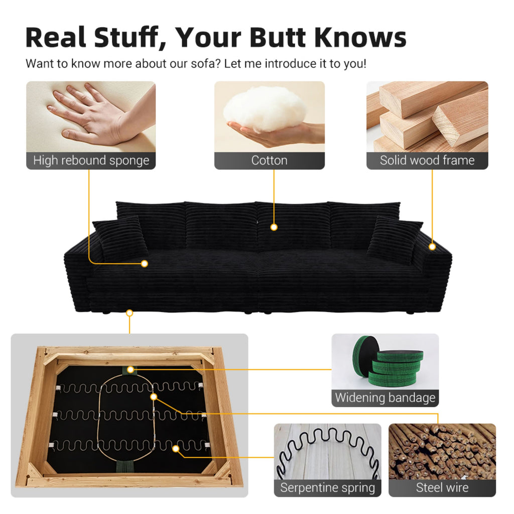 82.7' Modern Comfy Cloud Couch Sofa with Soft Pillows + Ottomans Option