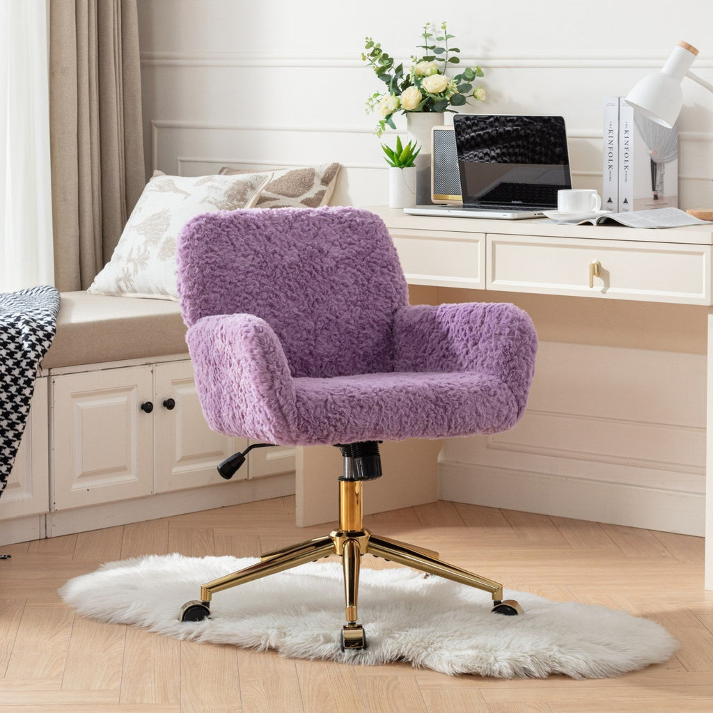 Violet Velve Home Office Chair with Golden Metal Base