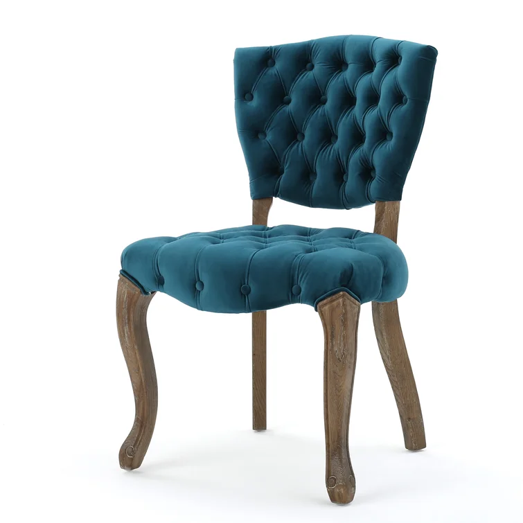 Traditional European Style Tufted Velvet Dining Chairs（Set of 2）